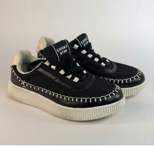 Lucky Step Womens Platform Sneakers Black White Size 8 Casual Streetwear